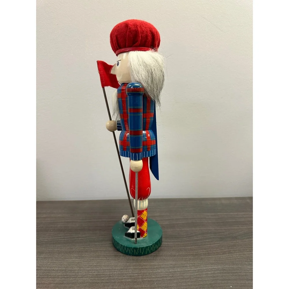 Vintage Wooden Golf Nutcracker Set Green Jacket Plaid Golfer 19th Hole 14 Inch